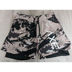 Alpine Slate Camo Axe Training Shorts Gym Running Stretch Gray Black Men's 2XL